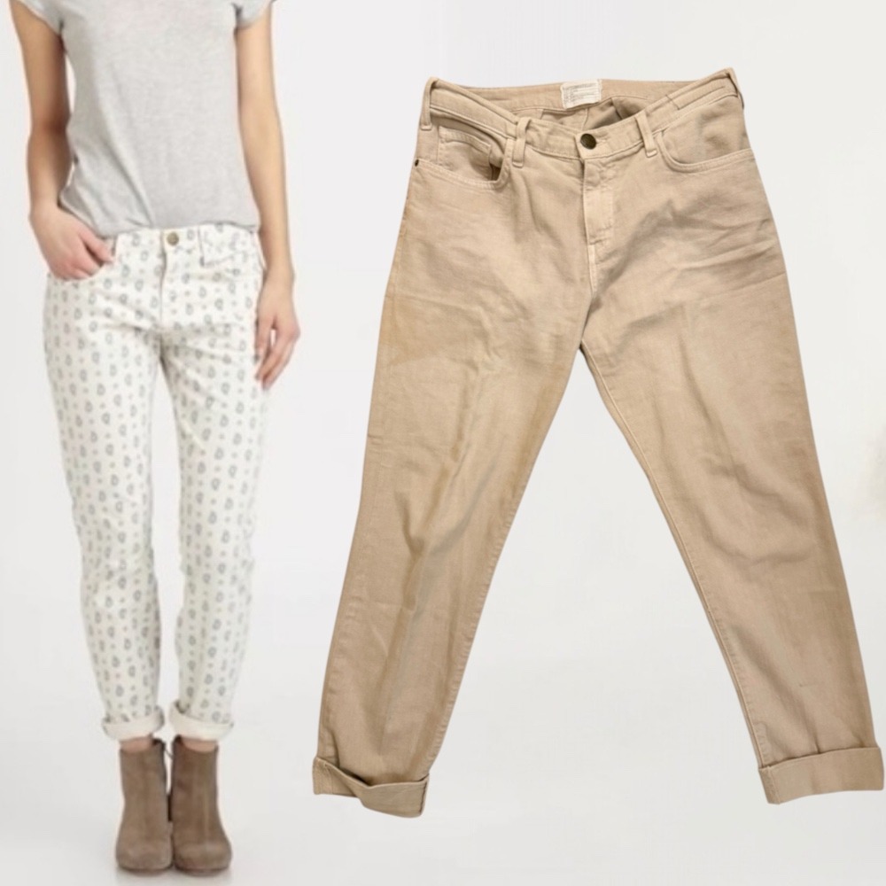 Current/Elliott The Boyfriend Jeans Cropped Tan Beige Size 26